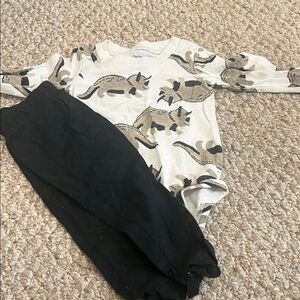 Carter's Cream and Black Fox Print Kids Matching Set